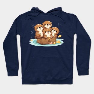 Kawaii Otters in a box Hoodie